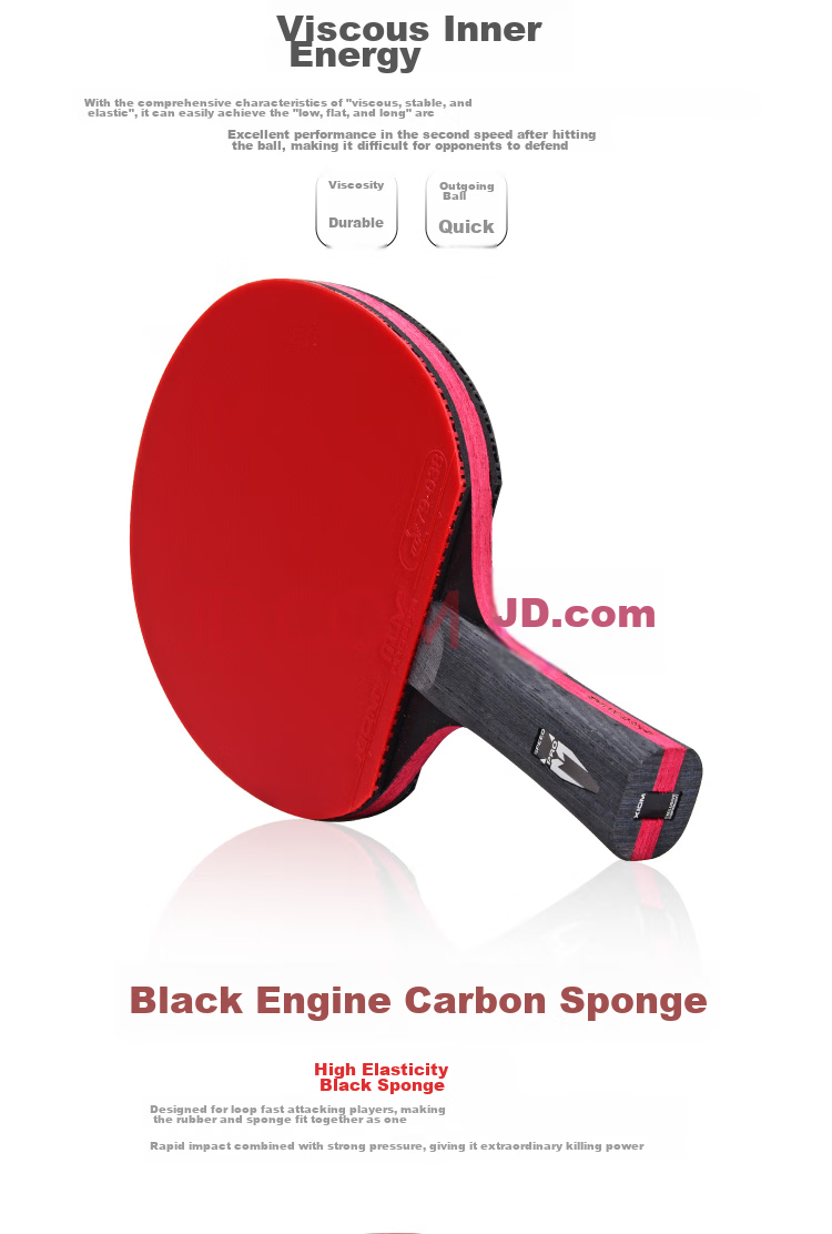 XIOM Table Tennis Racket Straight Handle Single Piece 9-Star Carbon Fiber Racket Double-Sided Reverse Rubber ZETA 9.0S 2