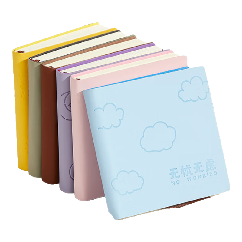 Zuolanzhe Pocket Mini Square Notebook, High-Quality Stationery, Travel Stamp Book, Thickened Small Notebook, Cute Journal, Handheld Memo Pad, Sky Blue - Grid Style