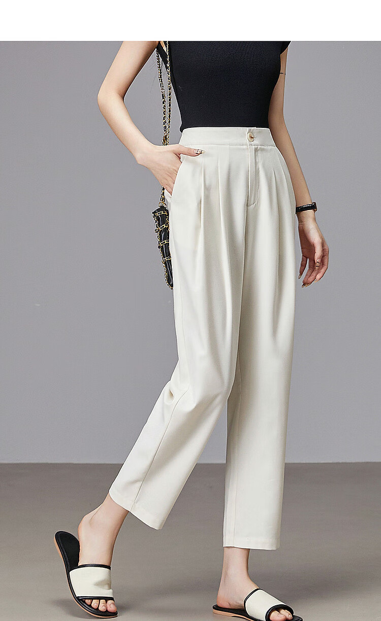 Dme [Casual Skyline] Spring And Autumn Commuter Style Slimming Slightly Stretchy Harem Cropped Pants Thin TR Casual Trousers for Wome 2