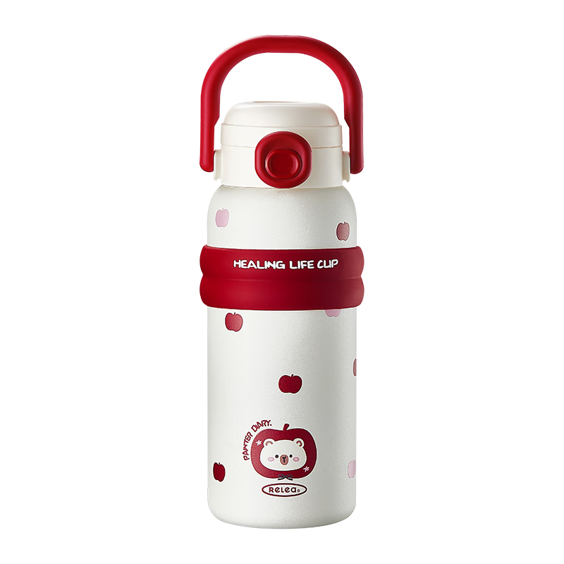 RELEA Insulated Bottle for Women Large Capacity 316L Stainless Steel Water Bottle Kids Straw Cup Student Water Flask Birthday Gift