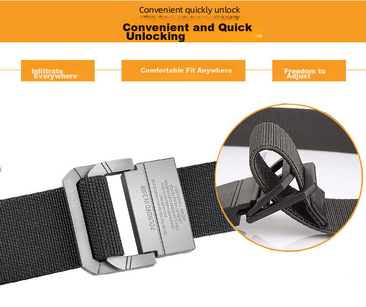 HALFEEL Men's Canvas Double-Ring Buckle Belt, Elastic Waistband for Outdoor Activities, Suitable for Young Men And Students, Military Training Pants Belt, Gift Idea 2