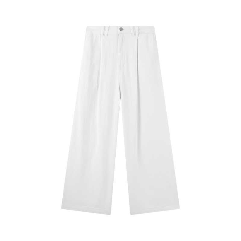 MT American Street Style Denim Jeans Spring Autumn Simple Loose White Cotton Wide-Leg Pants Off-White L