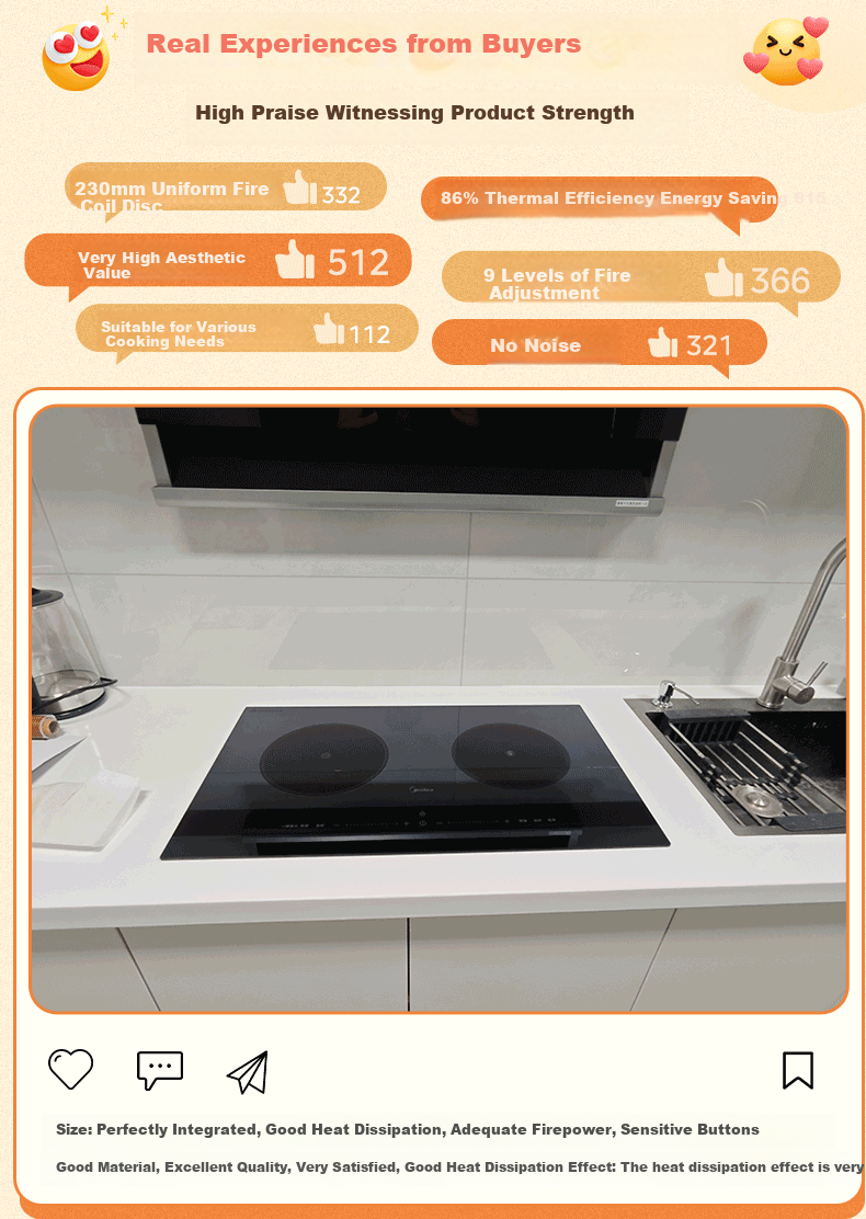 Midea Concave Induction Cooker, Dual Burner, 3500W High Power, Ceramic Cooktop, Built-In Electromagnetic Stove, Compatible with All Cookware, Timer Cooking, Constant Even Heat, Integrated Panel, Wear-Resistant And Easy to Clean, DZ35AT09P 1