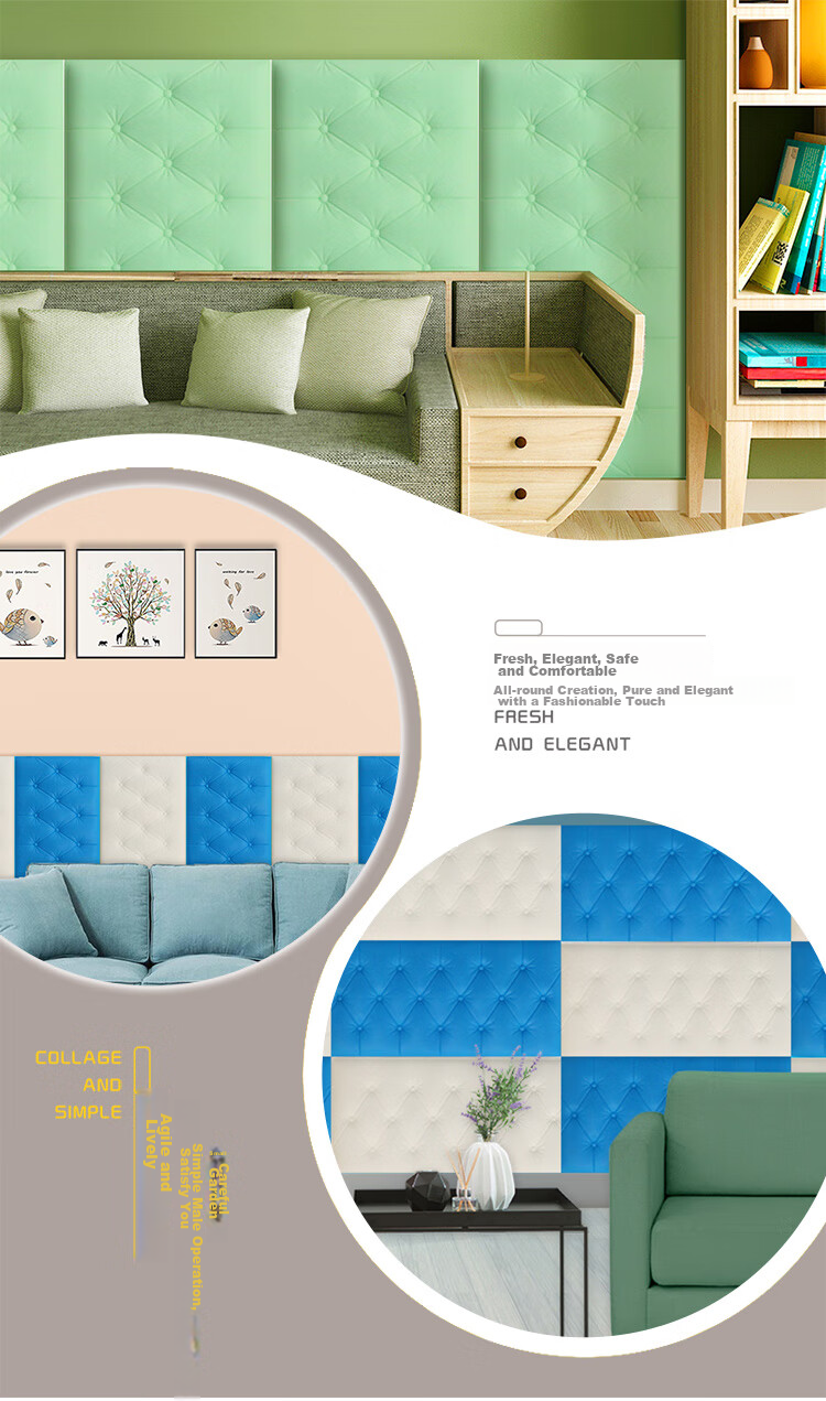 Modouyu Anti-Collision Wall Sticker, Soft Padding, 3D Texture, 30*60cm, Self-Adhesive Wallpaper, Tatami, Bedside, Bedroom Wall 7