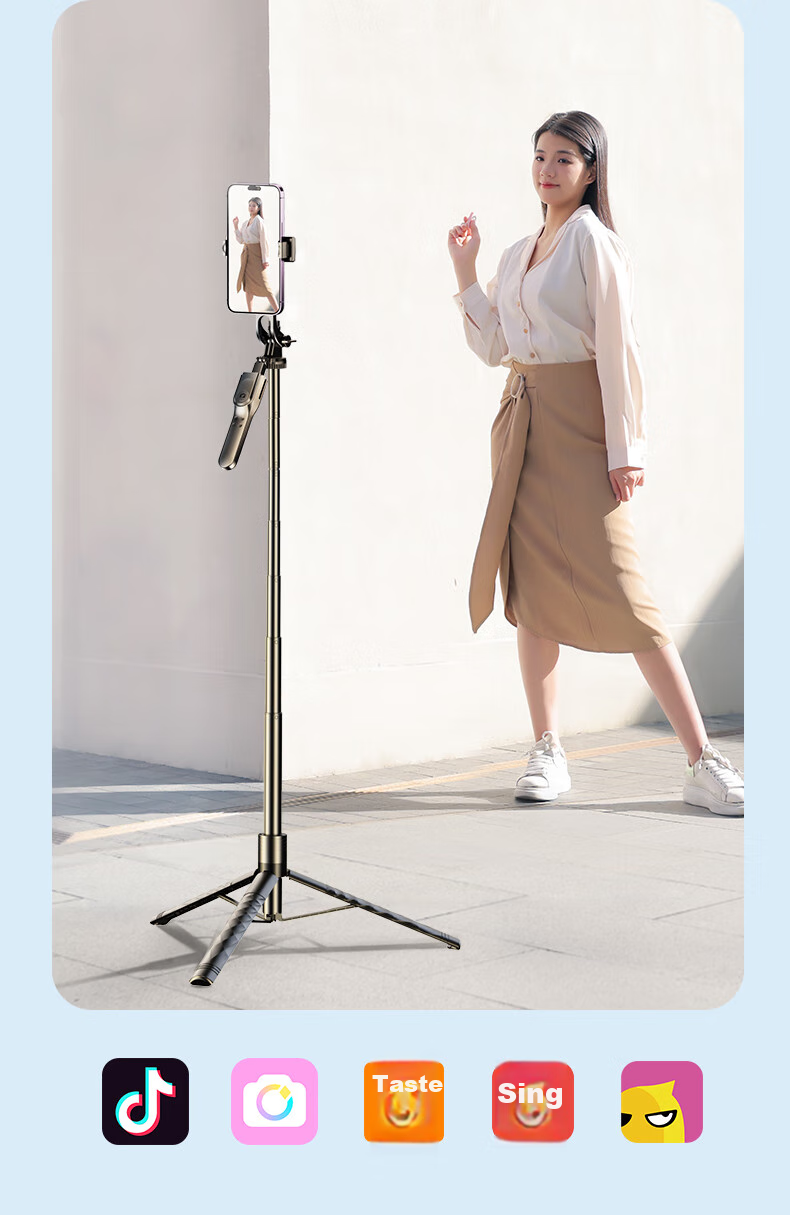 Shuotu [Professional Shooting - 1.9 Meters] Selfie Stick Tripod, Phone Floor Stand, Handheld Anti-Shake Selfie Device, Portable Travel 360-Degree Rotation Fully Automatic Live Streaming Stand 24