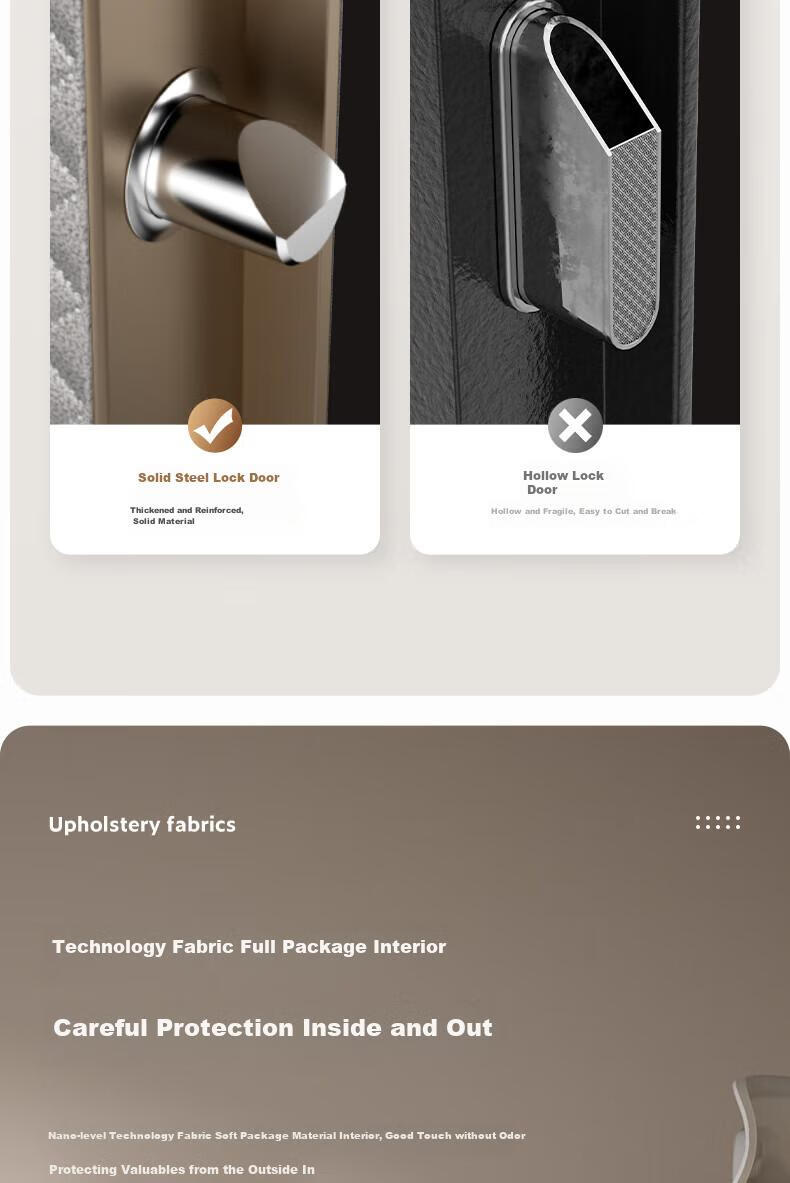 Deli Home Safe Box, Hongya 60cm Fingerprint Unlock, 12mm Thickened Door Panel, Anti-Theft And Portable Small Gold Vault, Can Be Used As Bedside Table, AE66-ZM Gold 12