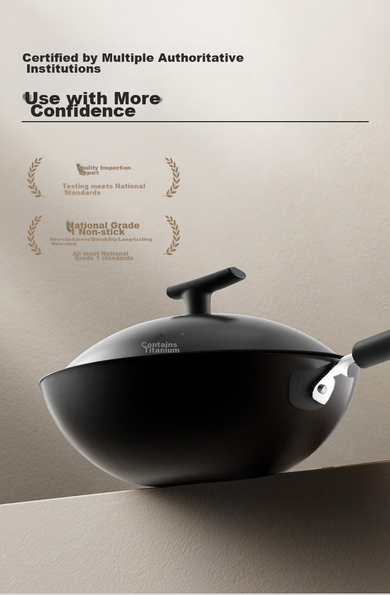 SUPOR Titanium Iron Non-Stick Wok, 32cm Iron Pan without Coating, Suitable for Gas Stove And Induction Cooker, Stir-Fry Pan HC32YT1 10
