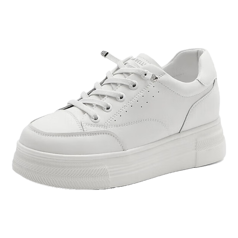 Belle Casual Shoes Versatile White Sneakers for Women, Department Store Spring Thick-Soled Heightening Simple Skateboard Shoes A6M1DAM4 White 37