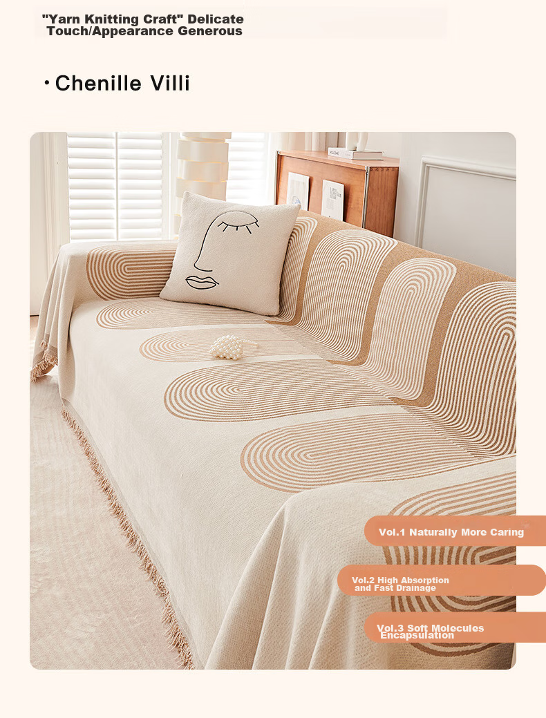 Mihua Sofa Cover, Full Coverage, Non-Slip, All-Season Use, Cat Scratch Resistant, Dustproof, Dream Beige, 180*230cm 4