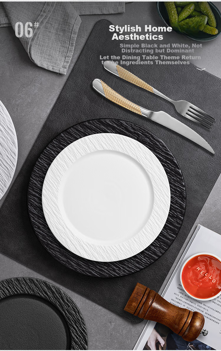 Banwushenghuo Steak Plate, Western Dinner Plate, Ceramic Plate, Home Luxury High-End Feel, Western Tableware, Pasta Plate, Steak-Specific Plate 9