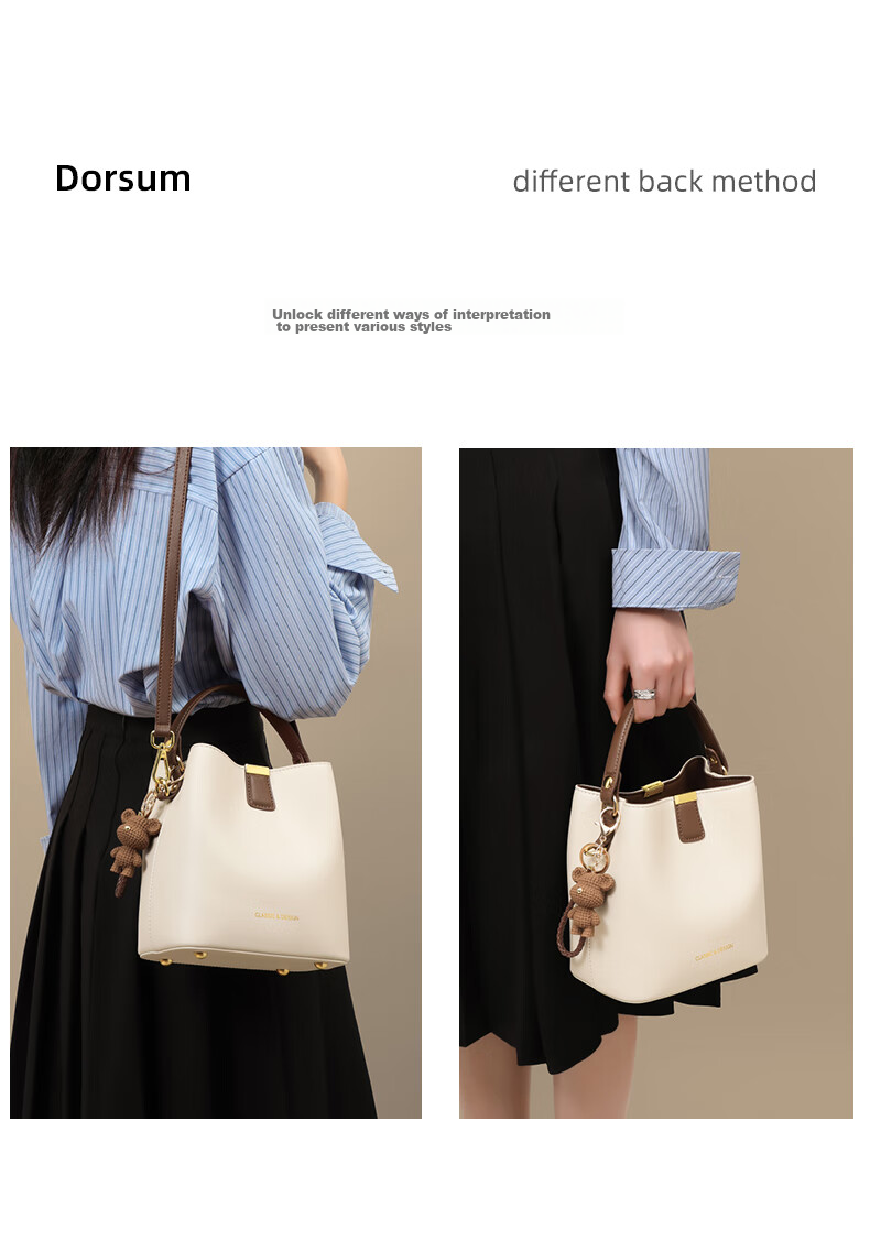 Viney Leather Handbag, Women's Brand Bucket Bag, Light Luxury Shoulder Crossbody Bag, Practical Birthday And Mother's Day Gift for Mom 5