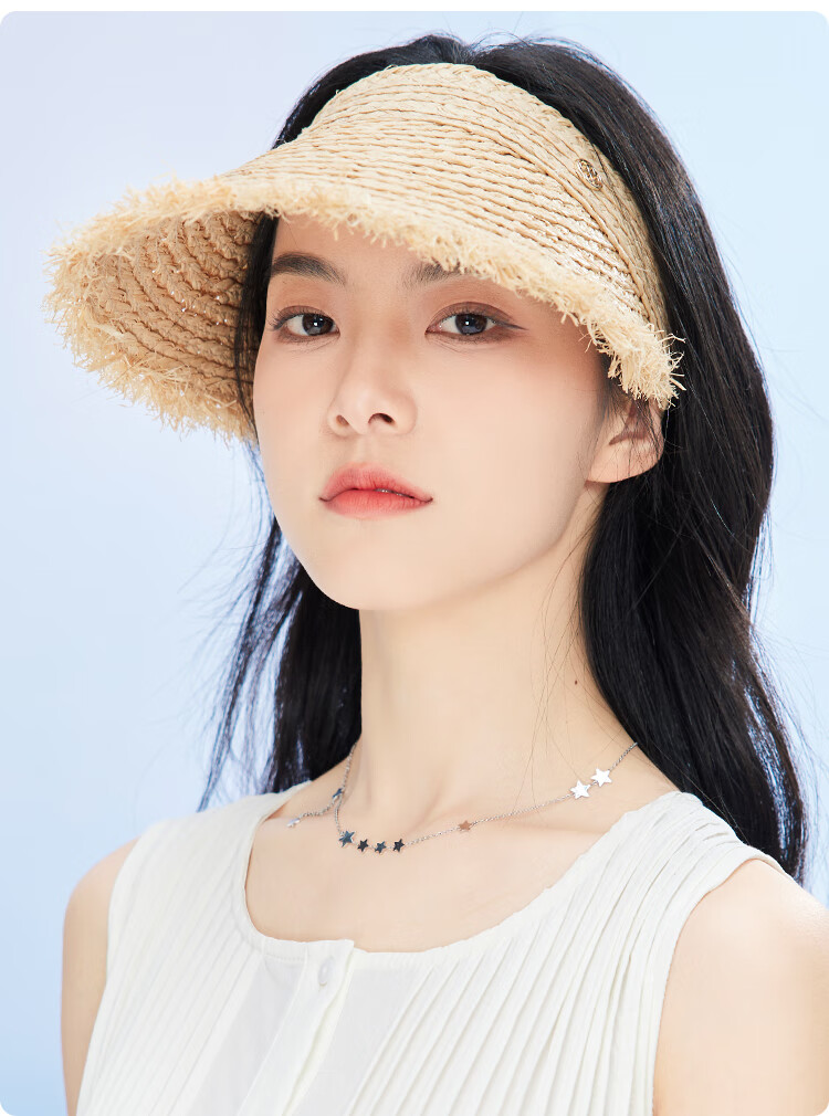 JIUMU Women's Sun Hat, Visor Cap, Straw Hat, Cool Hat, Summer Outdoor Face-Covering Hat for Women CW144 8