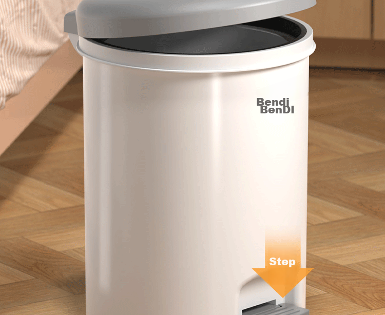 Bendi Pedal Trash Can, 12L Capacity, Dual-Opening Lid, Foot And Hand Press, Kitchen Garbage Bin, Household Bathroom Plastic Waste Container 14