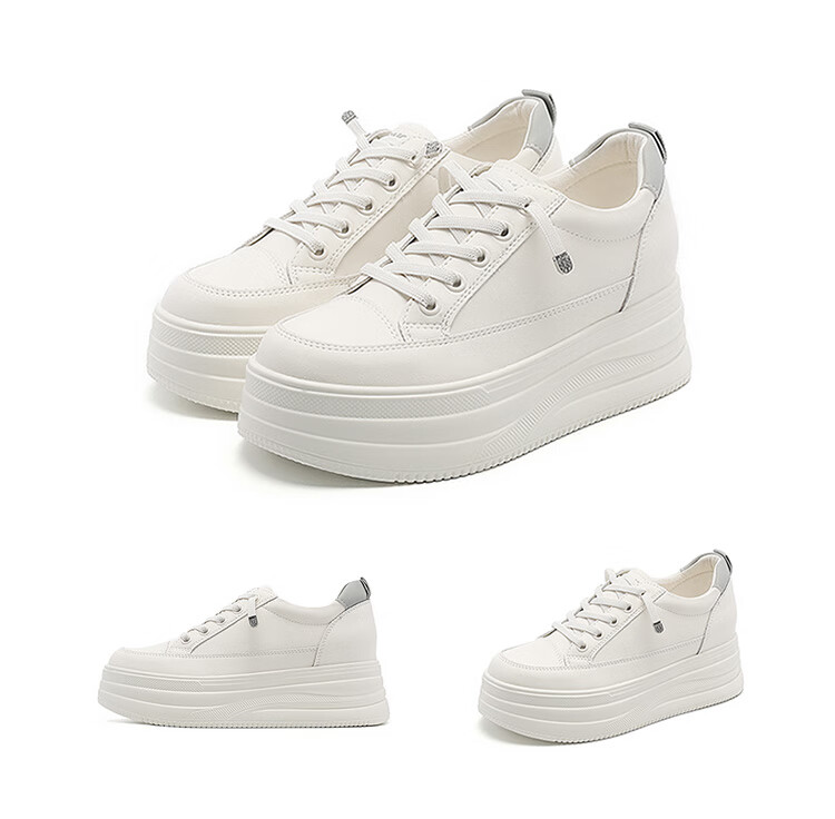 RED DRAGONFLY Women's Shoes, 2026 Autumn White Sneakers, Thick-Soled Heightening Versatile Casual Lightweight WPB15032, Beige/black, Size 40 18