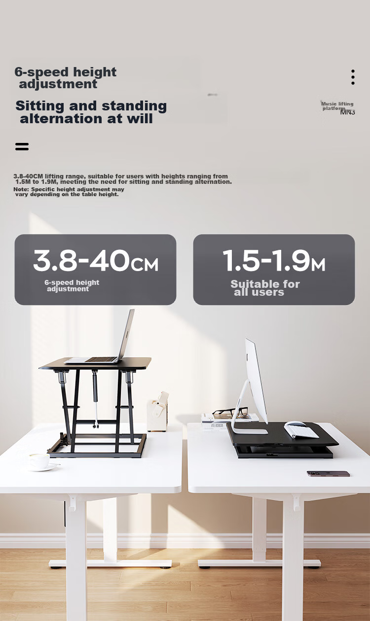 Loctek Height Adjustable Desk, Standing Desk Converter for Computer Work, Home Office Laptop Desk with Alternating Sitting And Standing Function, MN3 Elegant Black 4