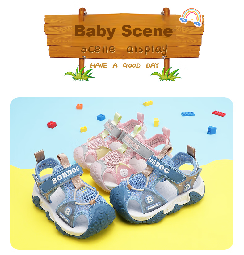 BOBDOG Kids Baby Beach Shoes Summer Boys Closed-Toe Sandals 105322075 Light Pink/Light Gray Size 26 6
