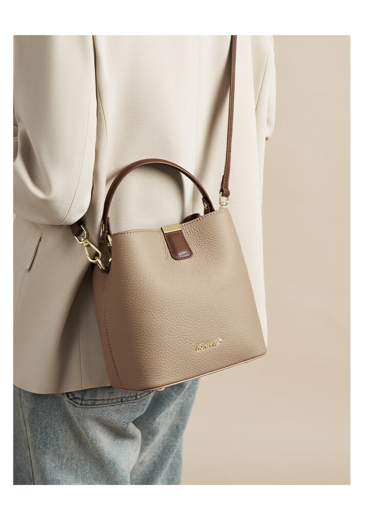 Aokang Women's Handbag, Trendy Cowhide Bucket Bag, Light Luxury Crossbody Shoulder Bag, Birthday Mother's Day Gift for Girlfriend Or Wife 19