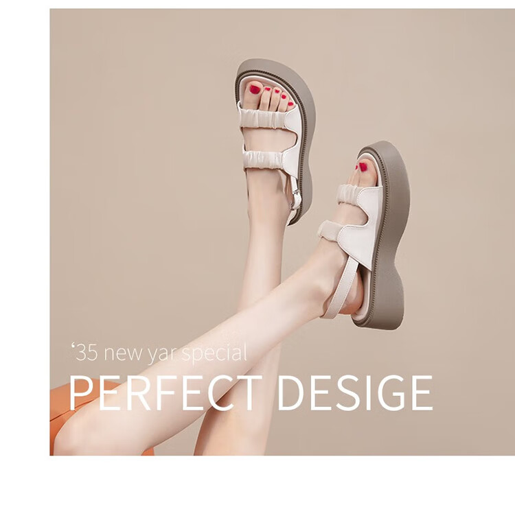 ZHR Roman Sandals for Women, Summer Height-Increasing Slippers, Outdoor Wear, Single-Strap Women's Shoes, 2026 New Style JF10T, Beige, Size 36 26