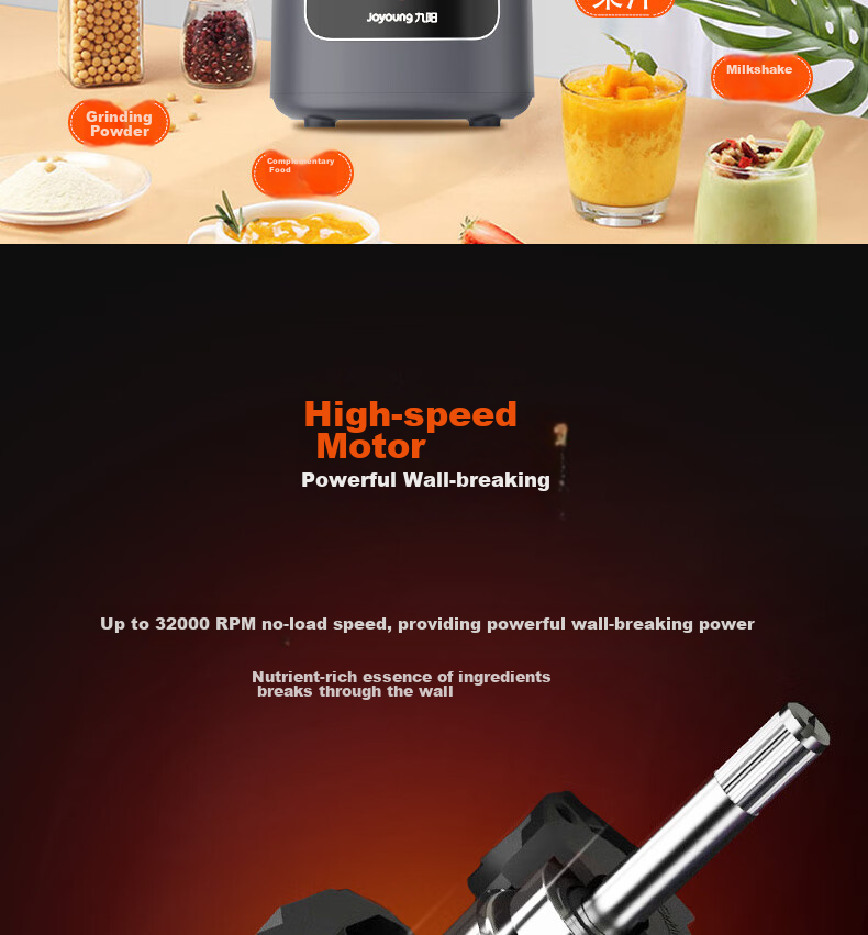 Joyoung High-Speed Blender, Multi-Functional Home Use, 1.2L Small Capacity, Dual-Blade Soy Milk Maker, Fruit And Vegetable Juice Processor 19
