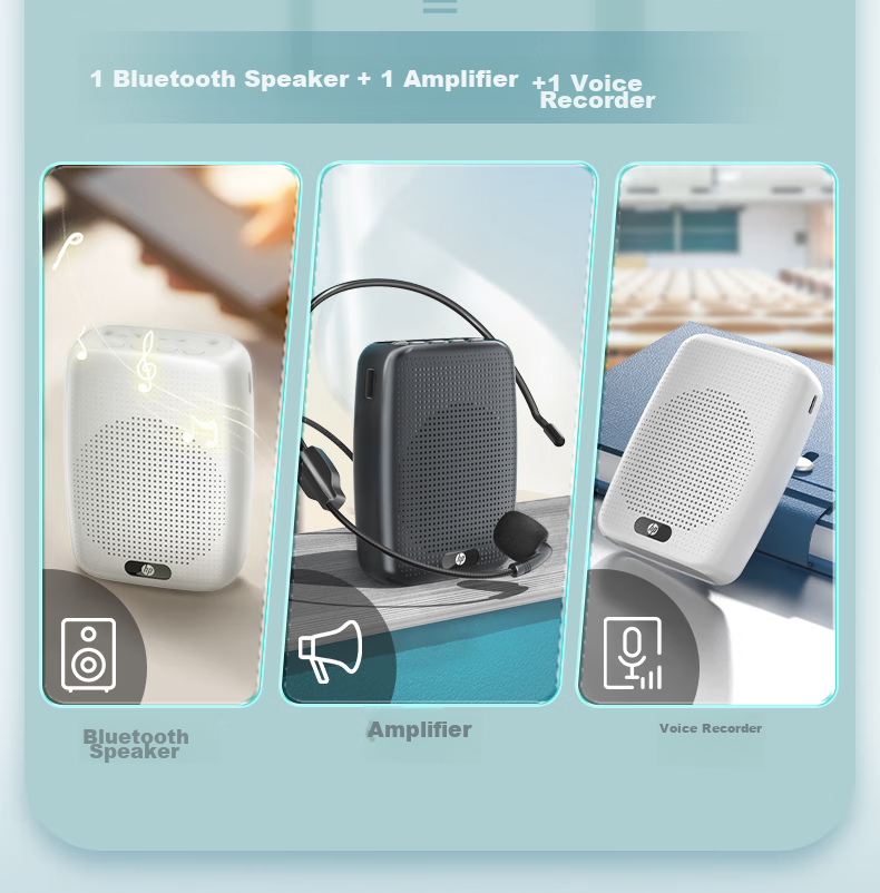 HP LS261 Wireless Lavalier Amplifier, Teacher-Specific Bluetooth Speaker, Small Loudspeaker, TF Card And USB Drive Recording Microphone, Outdoor Tour Guide Portable Teaching Device, Beige 12
