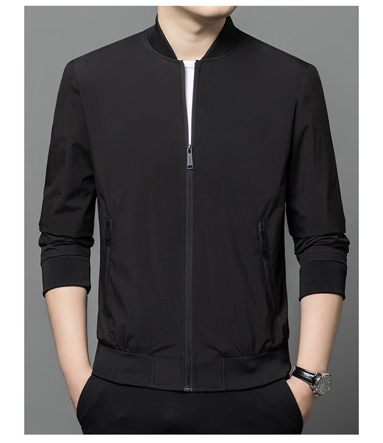 Edenbo Autumn Winter Casual Jacket Baseball Collar Business Commuter Coat Men Navy Blue 170/88A (L) 10