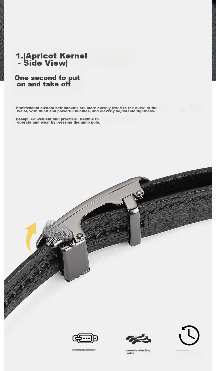 Goldlion Men's Belt, Top-Grain Leather, Automatic Buckle, Fashionable Business Trouser Belt, Gift Box, Birthday Present 3