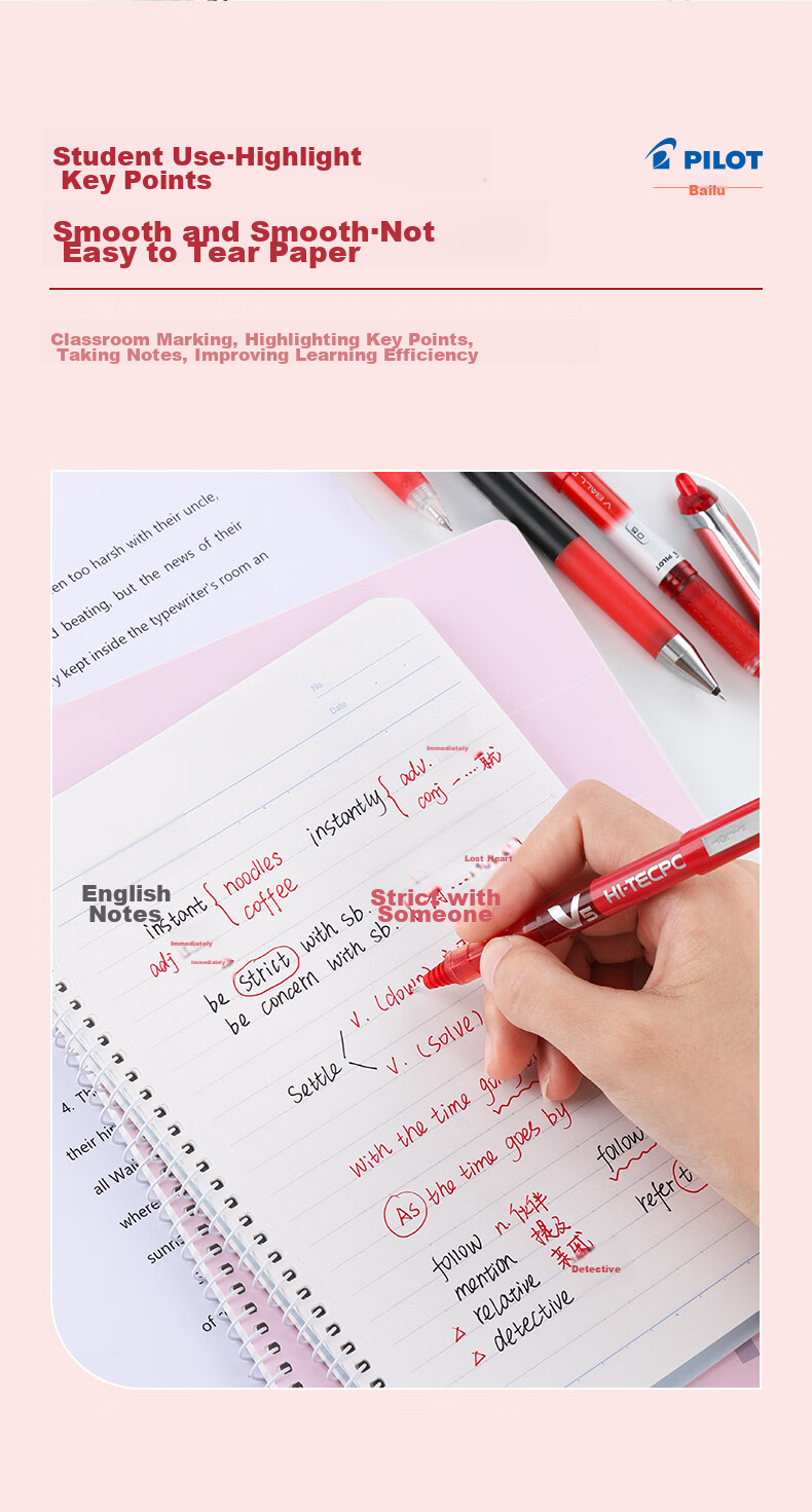 PILOT Retractable Red Gel Pen, Smooth Writing, Quick-Drying, for Signing, Exam Practice, Office Use, Business Pen, Stationery Set, Teacher's Day Gift, Value Pack of 5 Pens 6