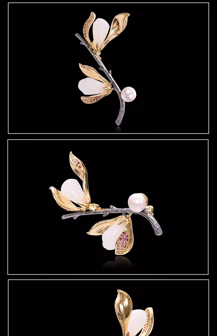 Eternelle French Eternal Magnolia Flower Brooch Accessory, Elegant And Stylish Pin, Collar Button, Corsage, Birthday Gift 9