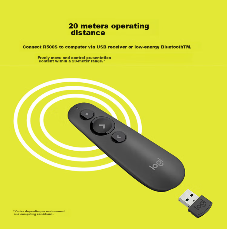 Logitech R500 Enterprise-Grade Upgraded Version R500S Laser Pointer PPT Presenter, Compatible with Enterprise Office, Mac, iOS (Random Delivery), Black 6
