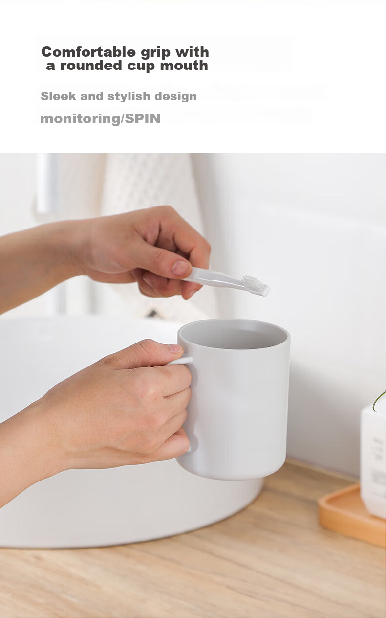 JAJALIN Handle Mouthwash Cup, Bathroom Cup for Home Use, Children's Toothbrush Cup, Simple Toothbrush Cup Set for Couples, White 3
