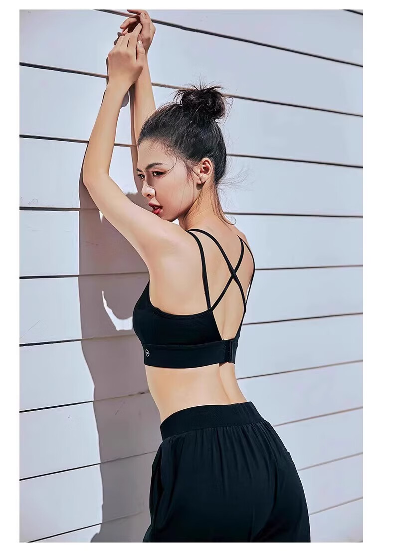 NEVER ME Women's Cross Back Wireless Bra Integrated Fitness Tank Top High-Intensity Yoga Running Shockproof Anti-Sagging 16