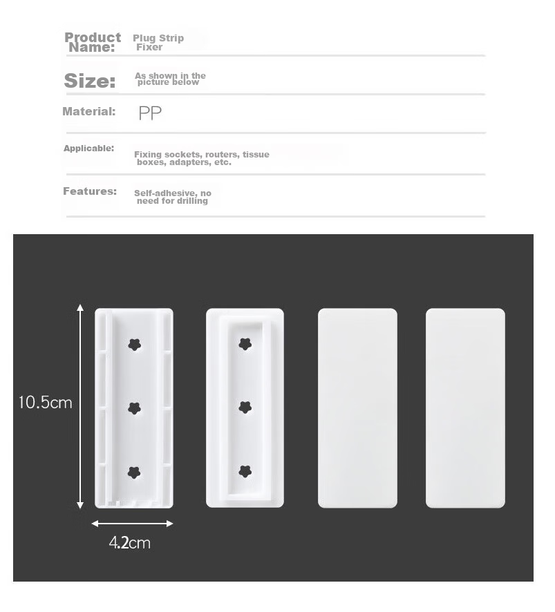 Dengbi Power Strip Organizer, Cable Management System, No Drilling Required, Wall-Mounted Storage Solution, Power Strip Holder for Plugs And Cables 9