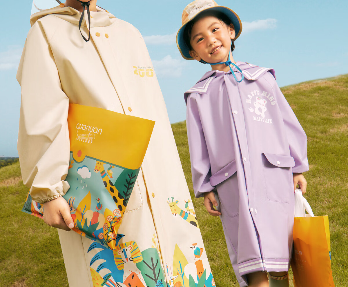 Fanyejia Disposable Raincoat for Children And Elementary School Students, with Backpack Space, Thickened for Older Kids, Portable for Travel And Outdoor Activities 1