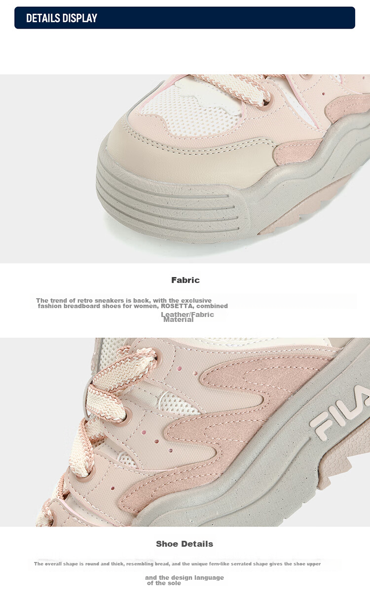 FILA Colorful Shoes | Women's Sneakers, Breathable Casual Thick-Soled Heightening Shoes, Urban Walking Shoes 32