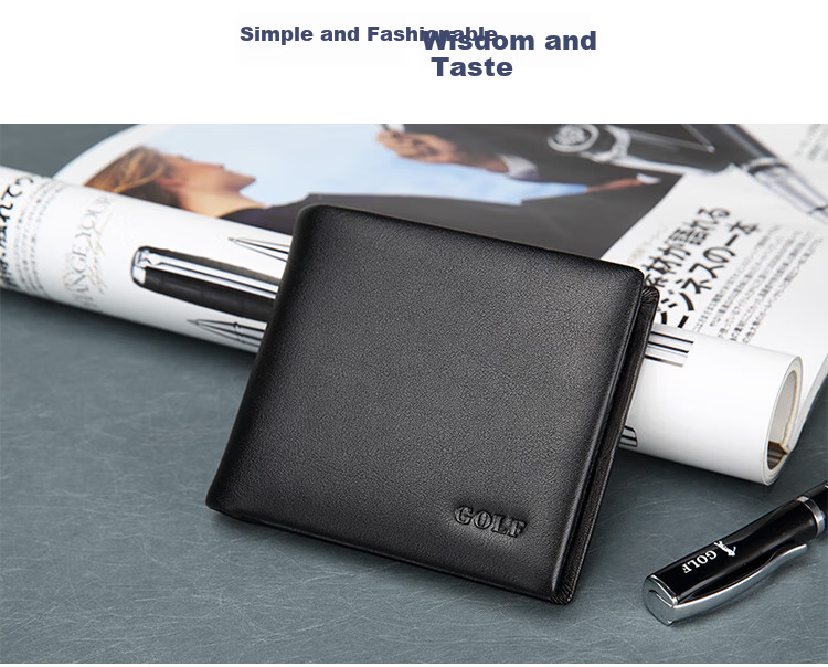 GOLF Men's Wallet, Top-Grain Leather, Horizontal Short Style, Multi-Card Slots, Bank Card Holder, Leather Billfold, Gift Box Packaging 13