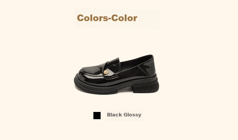 DAPHNE Black Leather Shoes for Women, Single Shoes 2026 New Style, Suitable for Skirts, British Style Patent Leather Shiny Flat Slip-On Loafers 4