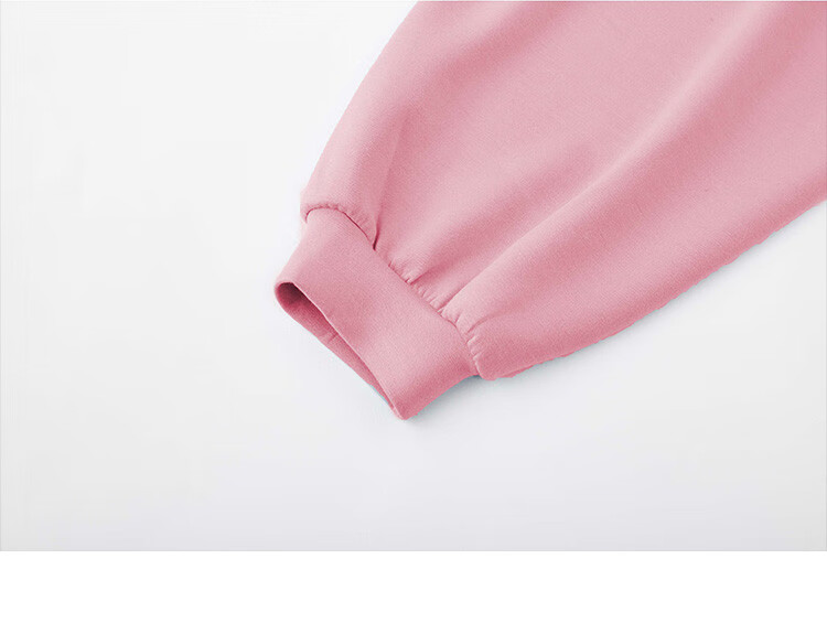 Dme [Raspberry Pink Short Puff Sleeve] Autumn Round Neck Drop Shoulder Puff Sleeve Plus Size Split Design Sweatshirt 18