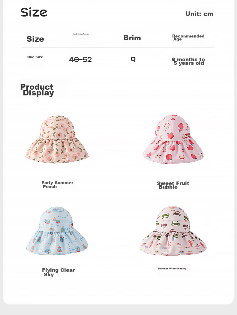 Kocotree Baby Sun Hat, UV Protection, for Boys And Girls, Open Top, Wide Brim, Children's Sun Hat 19