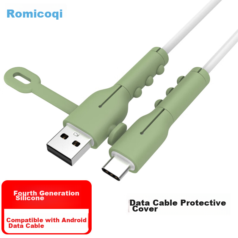 MAIKUQI Fourth Generation Silicone Data Cable Protector, Anti-Breaking And Anti-Fracture for Data Cables, Universal for Android And Type-C Round Ports [Matcha Green]