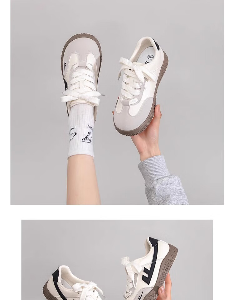Warrior Women's New Dopamine Derby Shoes Thick Sole Versatile Sneakers Fashion Shoes Beige/Black Mesh Size 38 9