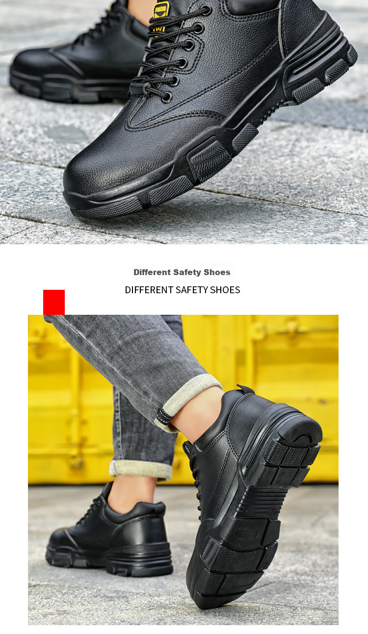 JUNBU Safety Shoes for Men, Steel Toe Cap, Anti-Smashing, Puncture-Resistant, Waterproof, Lightweight, Comfortable Construction Site Work Shoes 2165N Size 40 14