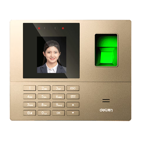 Deli Attendance Machine with Facial Recognition And Fingerprint Integration, Bluetooth Connection to WeChat Mini Programs for Management, No Network Required, Automatic Report Generation Via USB Drive, 33800W
