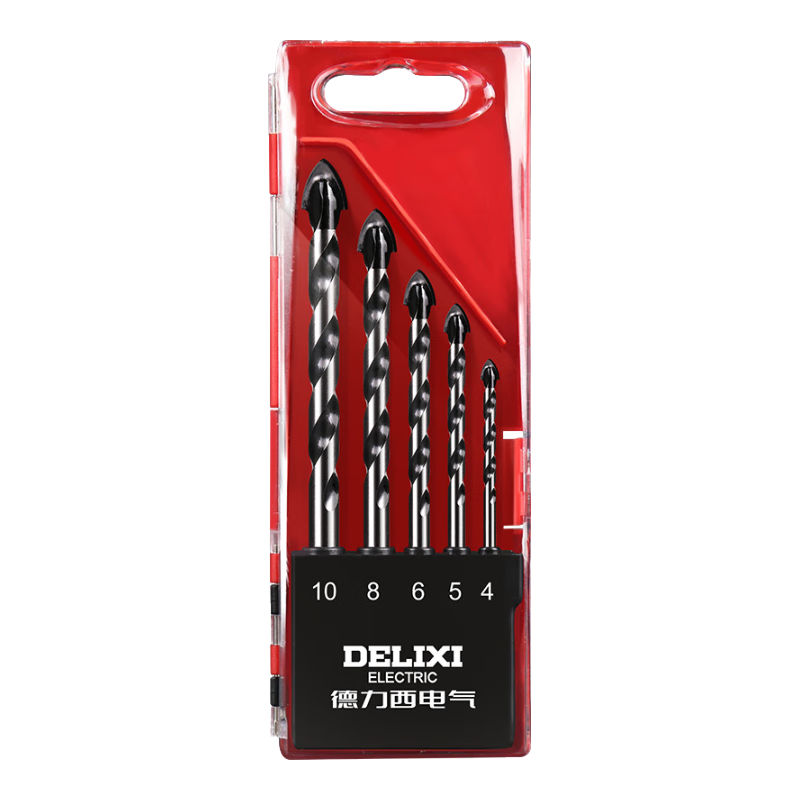 DELIXI ELECTRIC Ceramic Tile Drill Bit Set for Cement, Glass And Porcelain Drilling DDS P3 5-Piece Set