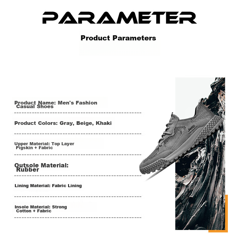 JEEP Hiking Shoes for Men, Outdoor Sports Shoes, Breathable Sandals, Wear-Resistant River Tracing Shoes, Mesh Running Shoes, Non-Slip Mountaineering Shoes for Me 18