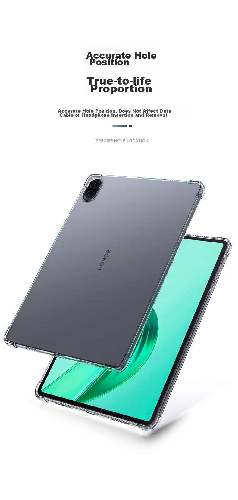 BIAZE Compatible with Honor X10 Pro/X9 Pro 2026/25 Protective Case, Honor Tablet 11.5-Inch, Shockproof TPU Corner Protection Cover PB563-Transparent White 3