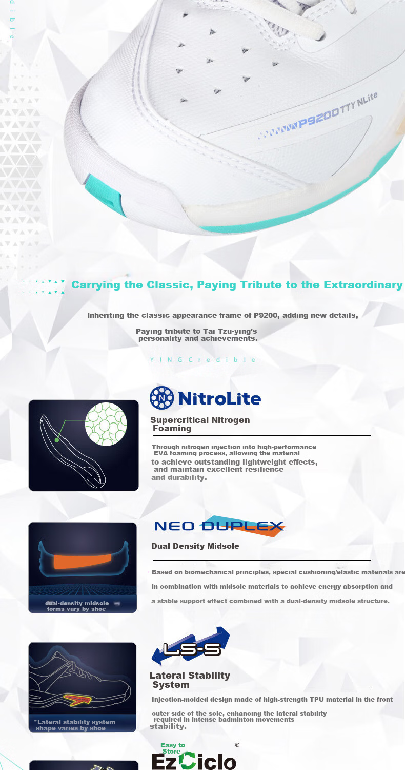 VICTOR Badminton Shoes, Professional Breathable Shock-Absorbing, Dai Xingying Exclusive Series, P9200TTY NL, Size 37 6