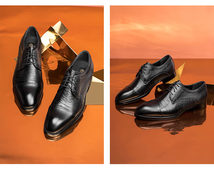 Goldlion Men's Derby Shoes, Business Formal Shoes, Fashionable And Comfortable Leather Shoes G521330304AAA Black Size 39 14