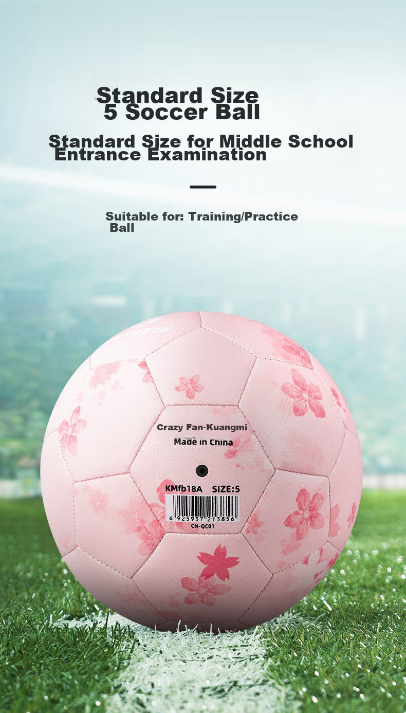 Kuangmi Cherry Blossom Pink Soccer Ball, Size 5, for Middle School Students' Exams, Youth Training And Competition Balls, Birthday Gift Ball for Boys And Girls 3