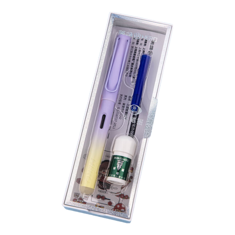 HERO Fountain Pen, 1359 Summer Succulent Series, Fine Nib, Heat-Sensitive Erasable, for Students, Men And Women Beginners, Handwriting Practice, Third Grade, Correct Posture Ink Pen, EF Nib, Gradient Purple Color