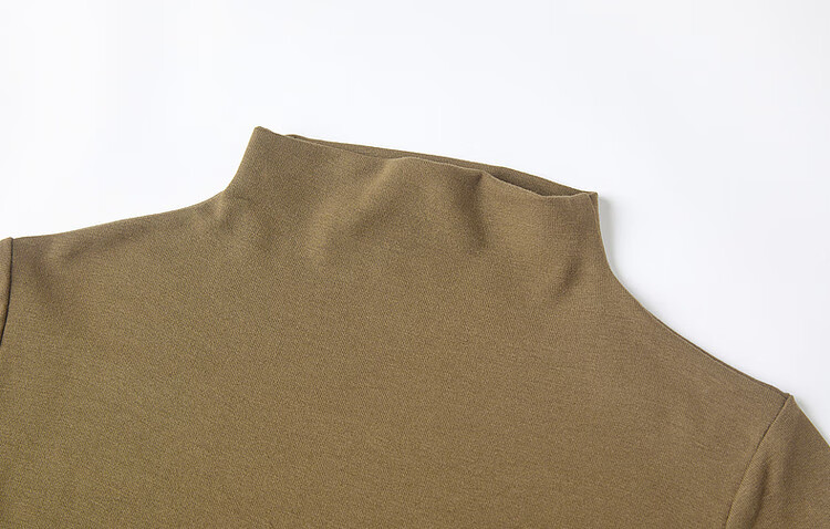Dme [High-Elastic Simple Mid-Sleeve Base Shirt], Autumn Stand-Up Collar Slim-Fit Women's T-Shirt 9